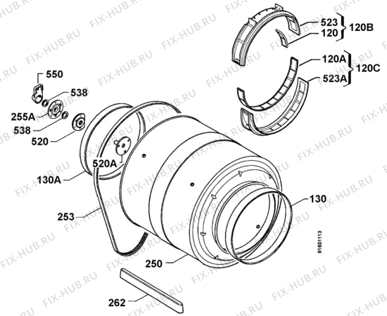 Взрыв-схема стиральной машины Faure LSI249W - Схема узла Drum